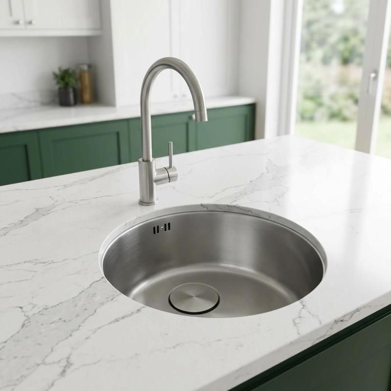 Pure.Sink Rondo RVS Ronde Spoelbak Vlakinbouw, Onderbouw en Opbouw 37 cm PRN38-02